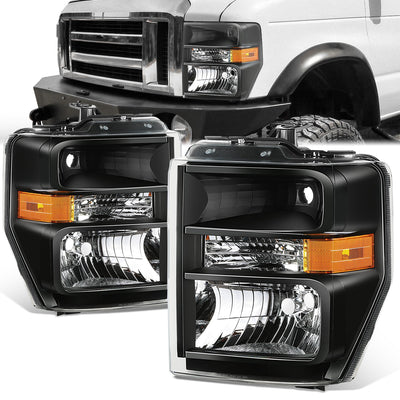 Factory Style Headlights <BR>08-19 Ford E-150 E-250 E-350 Super Duty