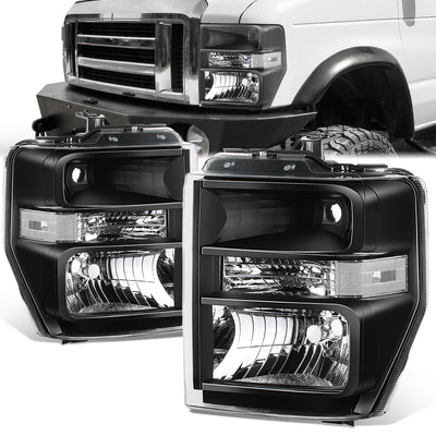 Factory Style Headlights <BR>08-19 Ford E-150 E-250 E-350 Super Duty