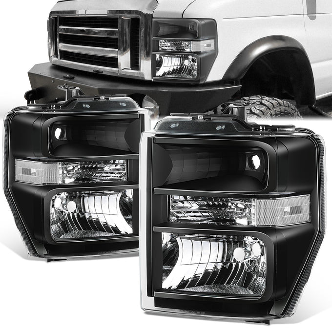 Factory Style Headlights <BR>08-19 Ford E-150 E-250 E-350 Super Duty