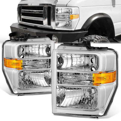 Factory Style Headlights <BR>08-19 Ford E-150 E-250 E-350 Super Duty