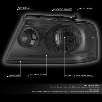 Factory Style Headlights (Left & Right) <BR>04-08 Ford F-150, 2006 Lincoln Mark LT