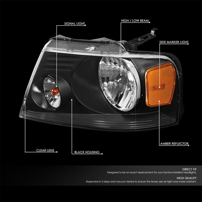 Factory Style Headlights <br>04-08 Ford F-150, 06-08 Lincoln Mark LT
