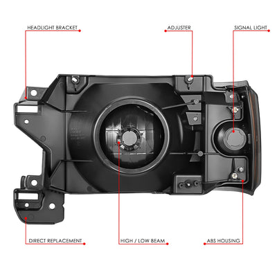 Factory Style Headlights (Left & Right) <BR>87-91 Ford Bronco, F-150, F-250, F-350