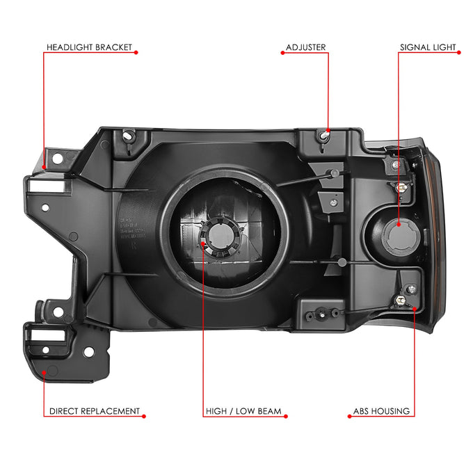 Factory Style Headlights (Left & Right) <BR>87-91 Ford Bronco, F-150, F-250, F-350