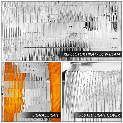 Factory Style Headlight Assembly (Left) <BR>87-91 Ford Bronco, F-150, F-250, F-350