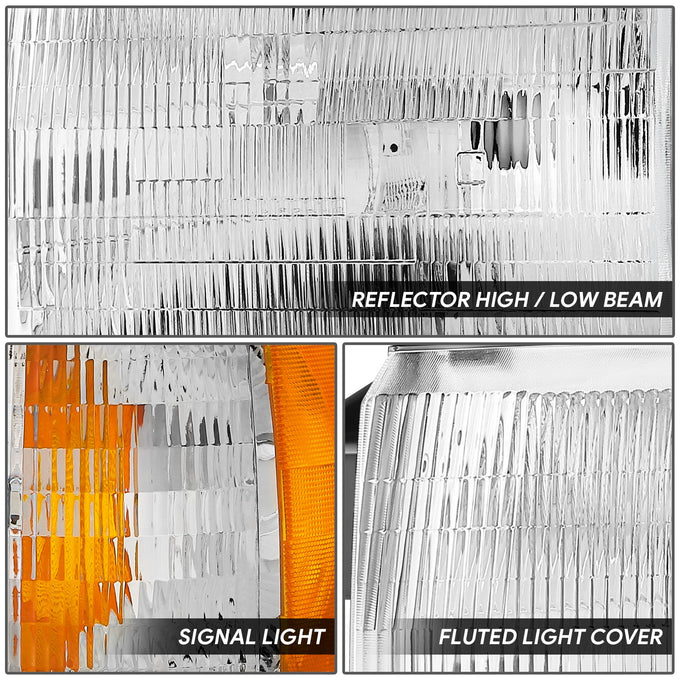Factory Style Headlight Assembly (Left) <BR>87-91 Ford Bronco, F-150, F-250, F-350