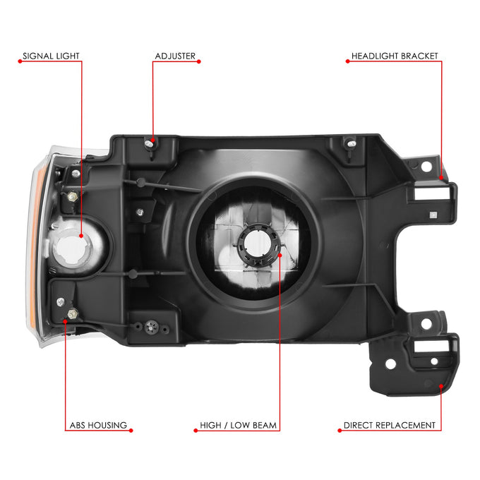 Factory Style Headlight Assembly (Left) <BR>87-91 Ford Bronco, F-150, F-250, F-350