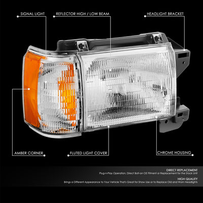 Factory Style Headlight Assembly (Right) <BR>87-91 Ford Bronco, F-150, F-250, F-350
