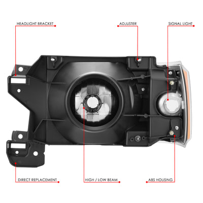 Factory Style Headlight Assembly (Right) <BR>87-91 Ford Bronco, F-150, F-250, F-350