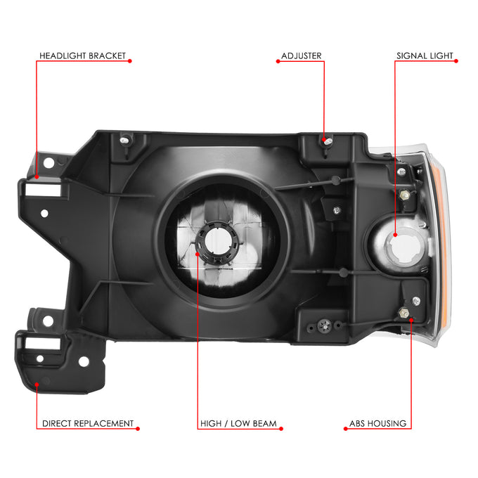 Factory Style Headlight Assembly (Right) <BR>87-91 Ford Bronco, F-150, F-250, F-350