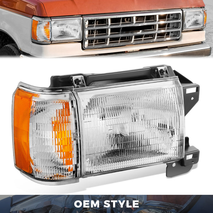 Factory Style Headlight Assembly (Right) <BR>87-91 Ford Bronco, F-150, F-250, F-350