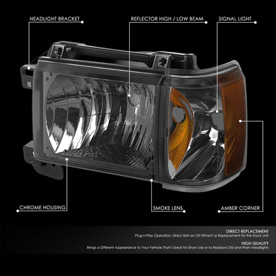 Factory Style Headlights (Left & Right) <BR>87-91 Ford Bronco, F-150, F-250, F-350