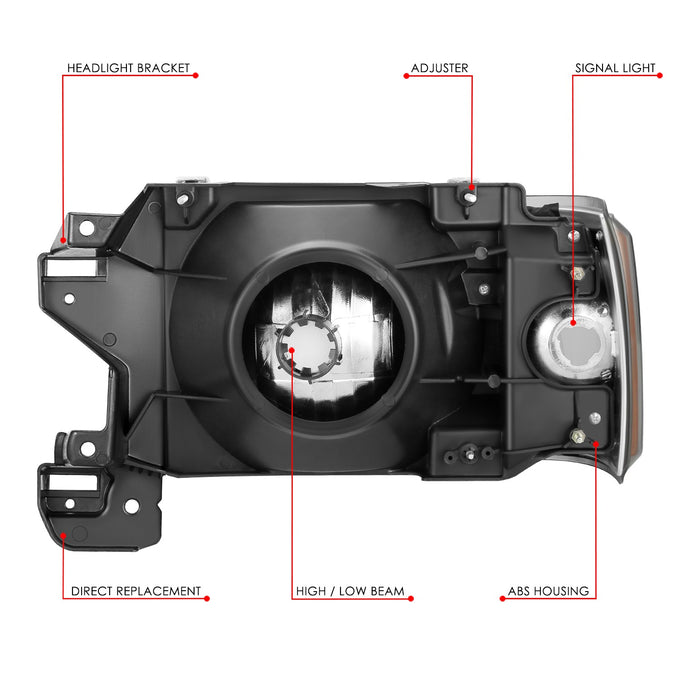 Factory Style Headlights (Left & Right) <BR>87-91 Ford Bronco, F-150, F-250, F-350