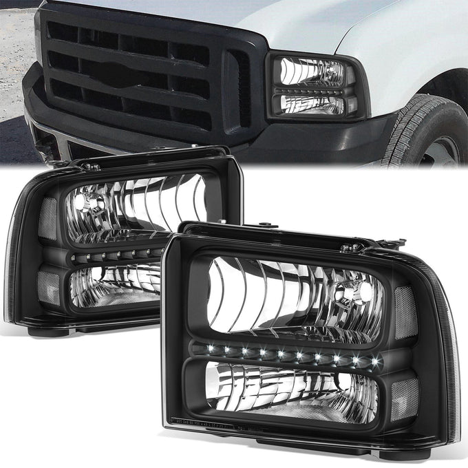 LED DRL Headlights <br> 05-07 Ford F-250 F-350 F-450 F-550 Super Duty