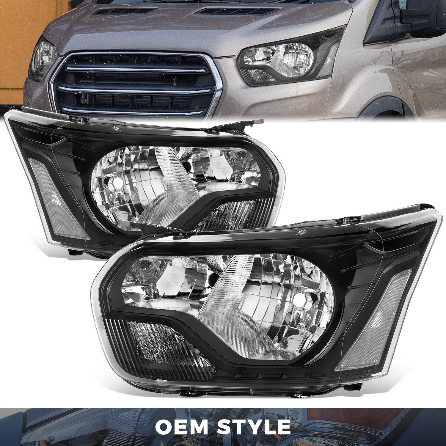 Factory Style Replacement Headlights <br> 15-23 Ford Transit 150 250 350