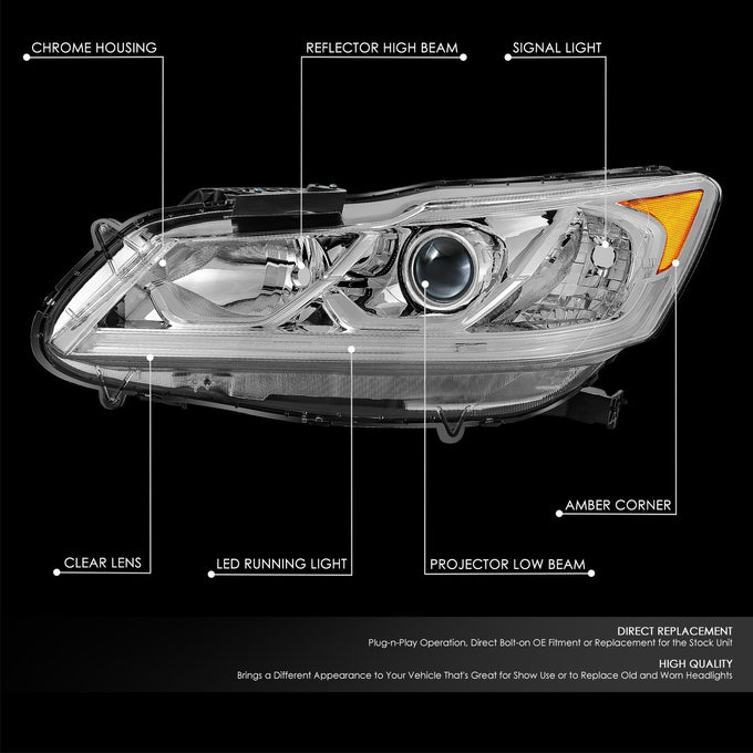LED DRL Projector Headlights <br> 16-17 Honda Accord