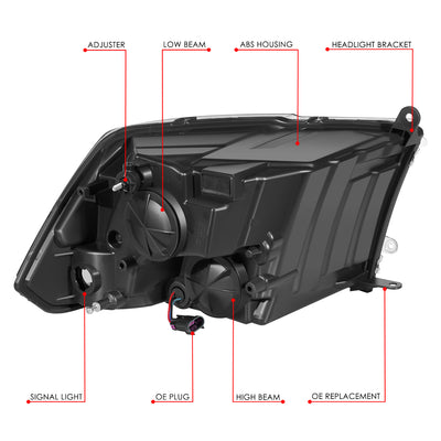 Factory Style Headlights <br>09-10 Dodge Ram, 11-12 Ram 1500, 2500, 3500