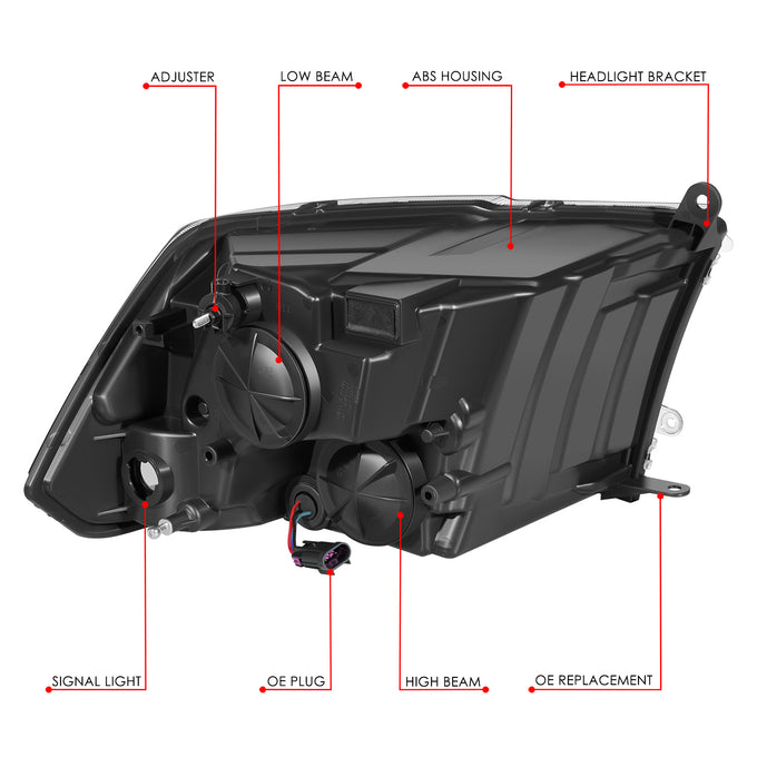 Factory Style Headlights <br>09-10 Dodge Ram, 11-12 Ram 1500, 2500, 3500