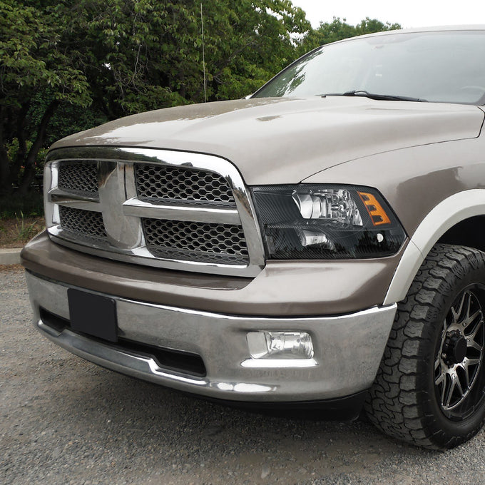 Carbon Fiber Factory Style Headlight Headlamps Black <br>09-12 Dodge Ram 1500 2500 3500