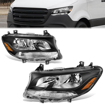 Factory Style Black Housing Amber Corner Headlights <br>19-22 Mercedes-Benz Sprinter 1500, 2500, 3500