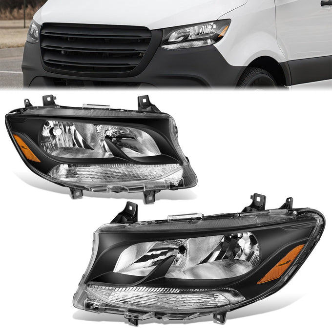 Factory Style Black Housing Amber Corner Headlights <br>19-22 Mercedes-Benz Sprinter 1500, 2500, 3500