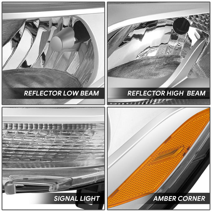 Pair L+R Chrome Amber Halogen Headlight Lamps <br>19-24 Mercedes-Benz Sprinter