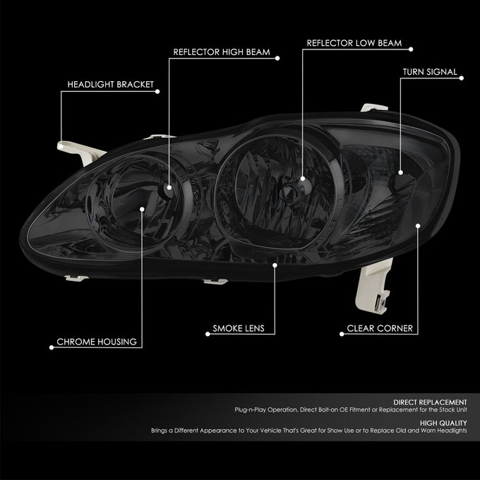 Factory Style Headlights <br>03-08 Toyota Corolla