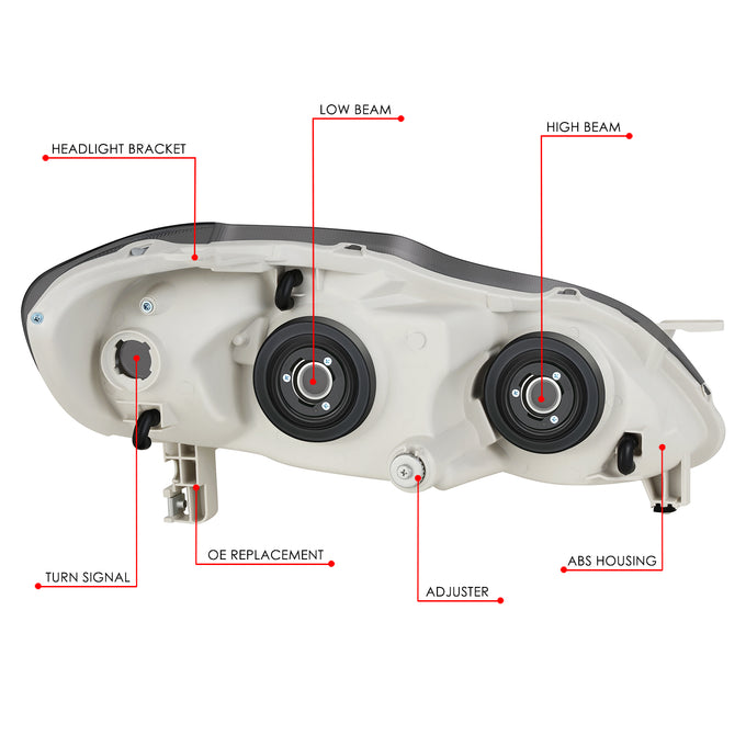 Factory Style Headlights <br>03-08 Toyota Corolla