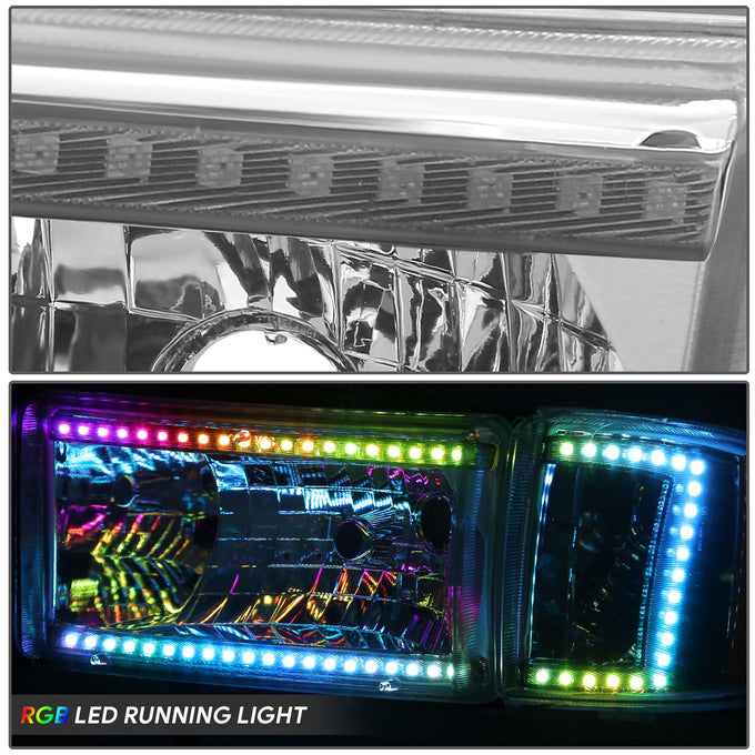 RGB LED DRL Sequential Projector Headlights <br> 94-01 Dodge Ram 1500, 94-02 2500 3500