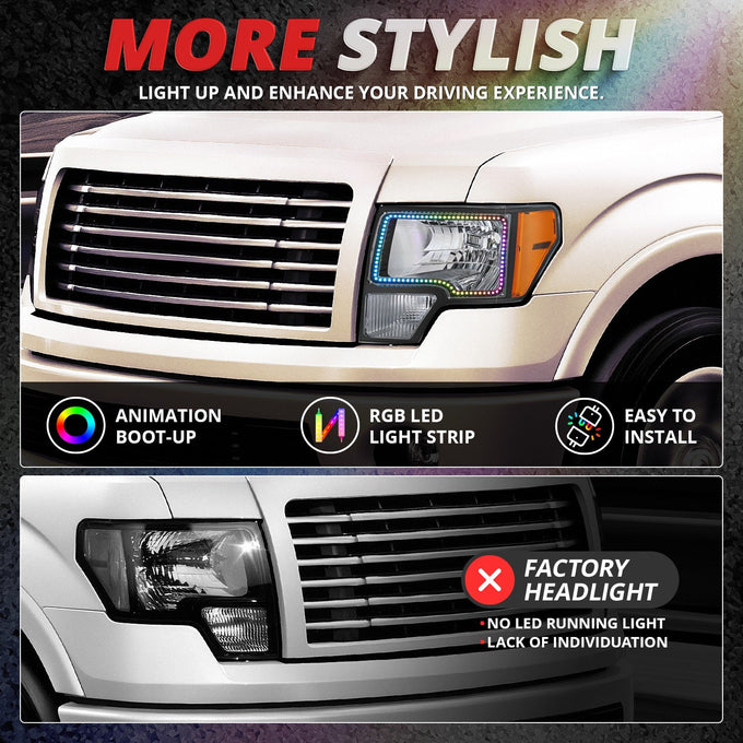 RGB LED DRL Headlights <br> 09-14 Ford F-150