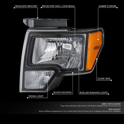 RGB LED DRL Headlights <br> 09-14 Ford F-150