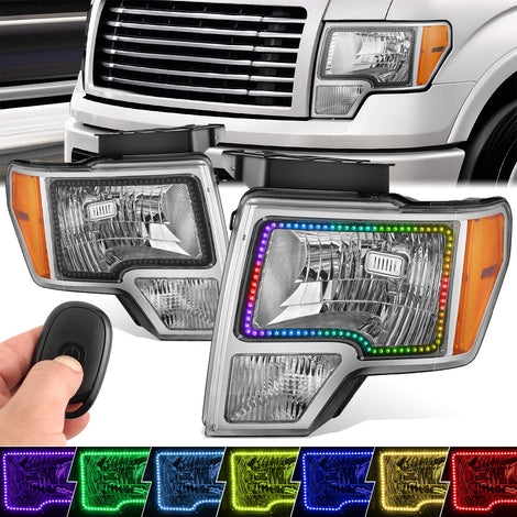 RGB LED DRL Headlights <br> 09-14 Ford F-150