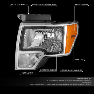 RGB LED DRL Headlights <br> 09-14 Ford F-150