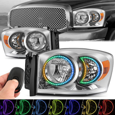 RGB LED DRL Headlights<br>06-08 Dodge Ram 1500 2500 3500