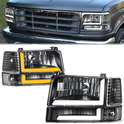 LED DRL Switchback Headlights/Bumper Lamps <br>92-96 Ford F-150, F-250, F-350 Bronco