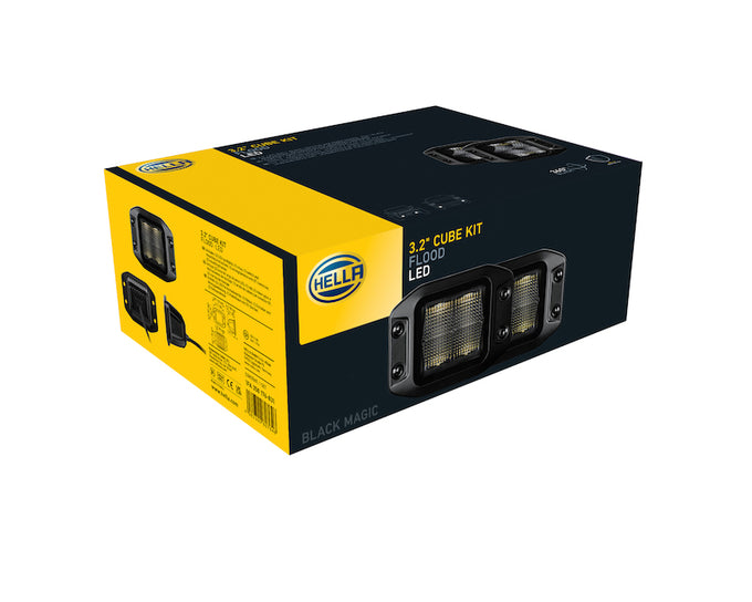 Black Magic 3.2in L.E.D. Cube Kit - Flood Beam <br> Universal