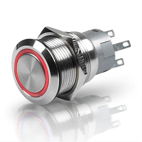 Switch Push Stainless Steel SPST LED Red 12V <br> Universal