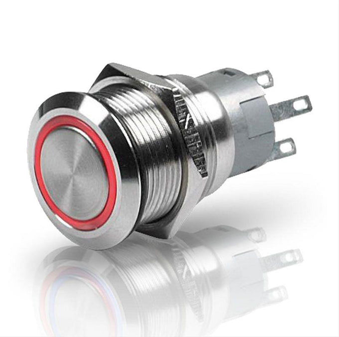 Switch Push Stainless Steel SPST LED Red 12V <br> Universal