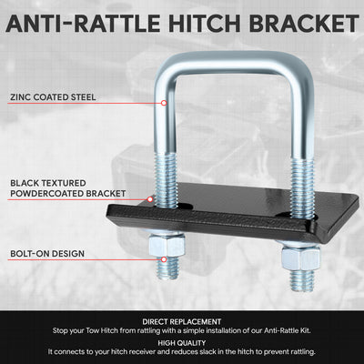 Zinc Coated Steel Anti-Rattle Hitch Bracket <BR>w/2 in. Tow Hitch Receivers