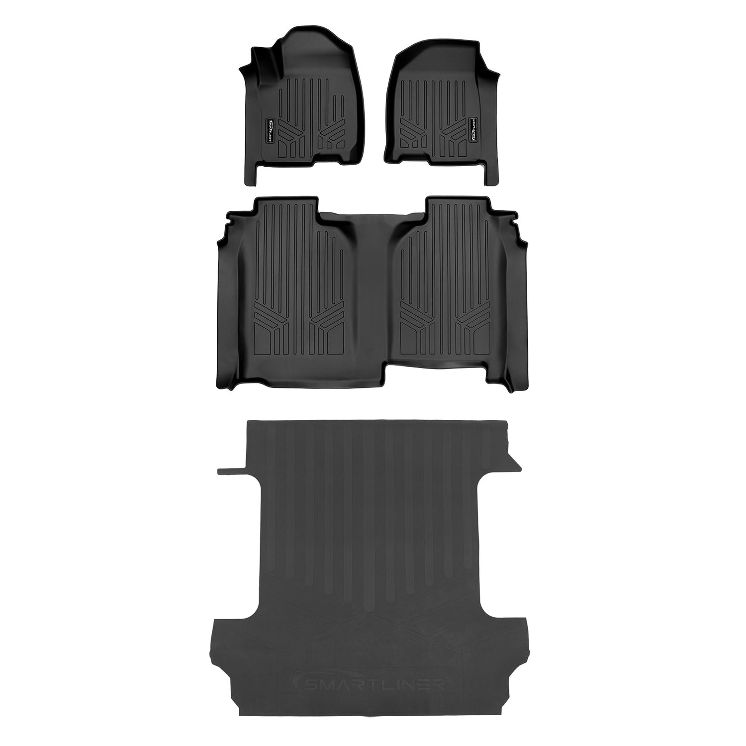 2 Row & Rubber Truck Bed Mats <br> 19-25 Chevrolet Silverado 1500 Crew Cab
