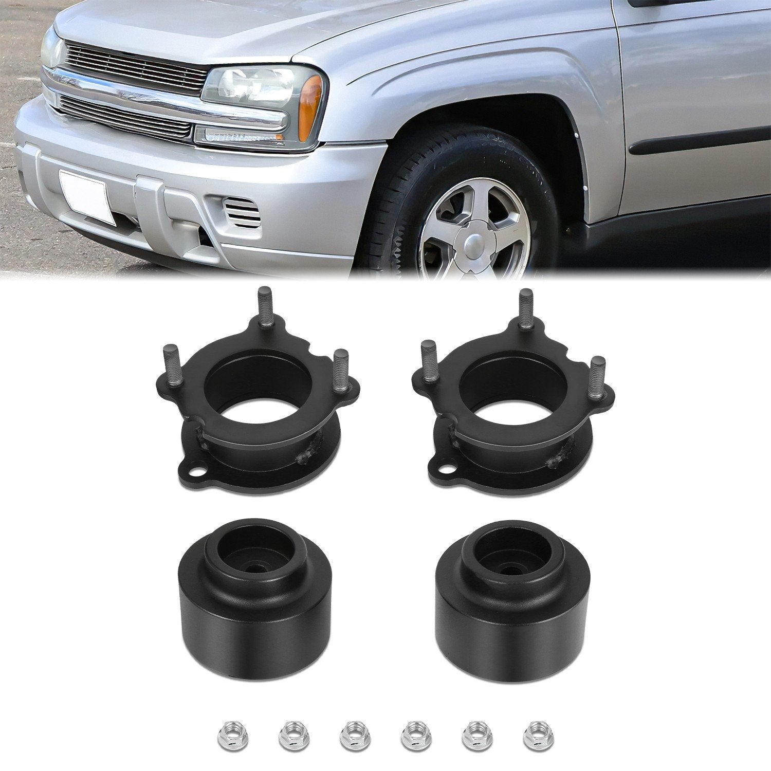 2in. Front Upper Mount Rear Coil Spring Lift Kit Spacer <br>02-09 Trailblazer Envoy
