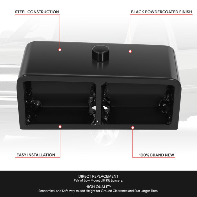 2pc 2in.Rear Leveling Lift Blocks <br> 00-10 Chevy/GMC Silverado Sierra 1500 2500 3500 HD