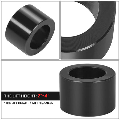 2-4 inch Lift Powdercoated Front Shock Extensions<br>99-06 Chevy Silverado, GMC Sierra 1500, 2007 Classic
