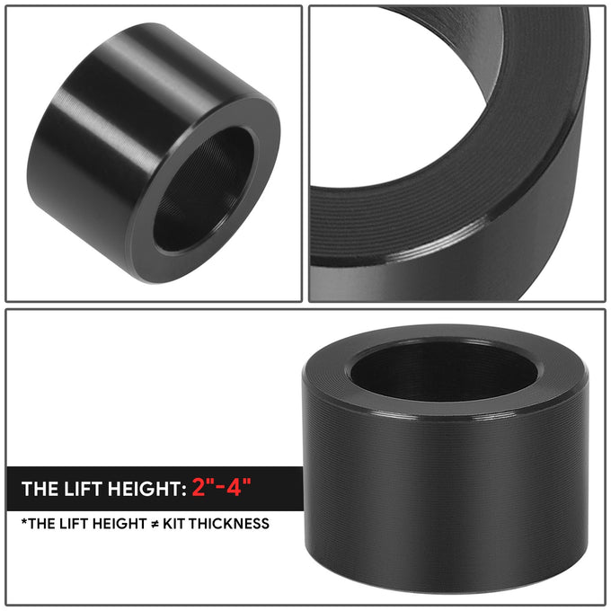 2-4 inch Lift Powdercoated Front Shock Extensions<br>99-06 Chevy Silverado, GMC Sierra 1500, 2007 Classic