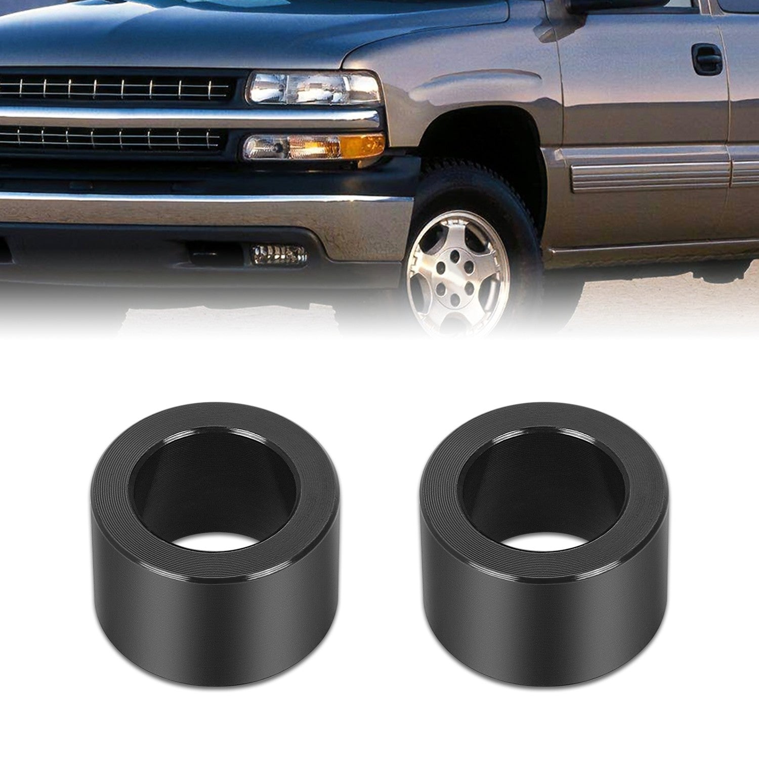 2-4 inch Lift Powdercoated Front Shock Extensions<br>99-06 Chevy Silverado, GMC Sierra 1500, 2007 Classic