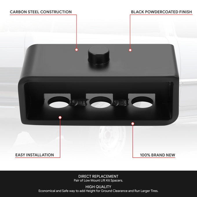 2 in. Leaf Spring Leveling Lift Blocks <br>94-01 Dodge Ram 1500, 94-02 2500 3500