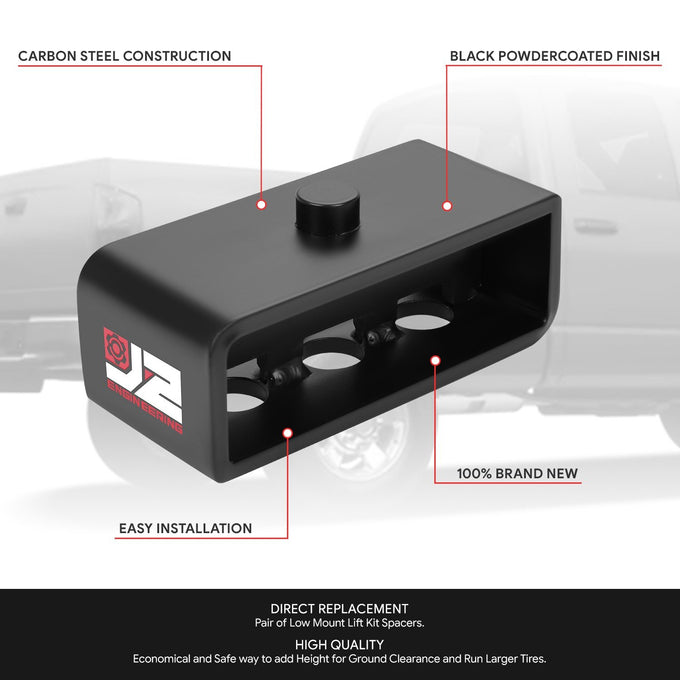 2 in. Leaf Spring Leveling Lift Blocks <br>06-08 Dodge Ram 1500, 03-13 Ram 2500