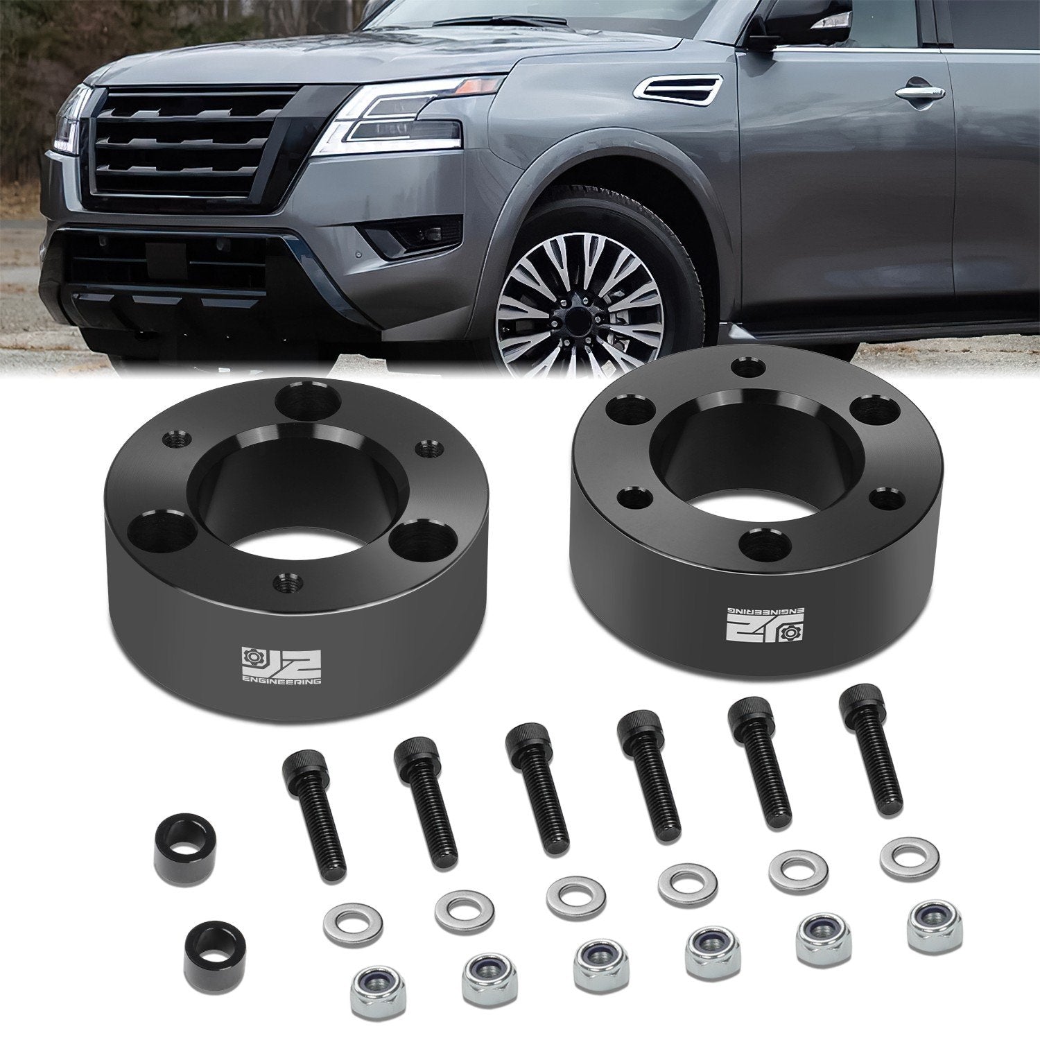 2pc 3.5in. Front Strut Top Mount Lift Spacers Kit <br> 04-24 Nissan Titan, Armada