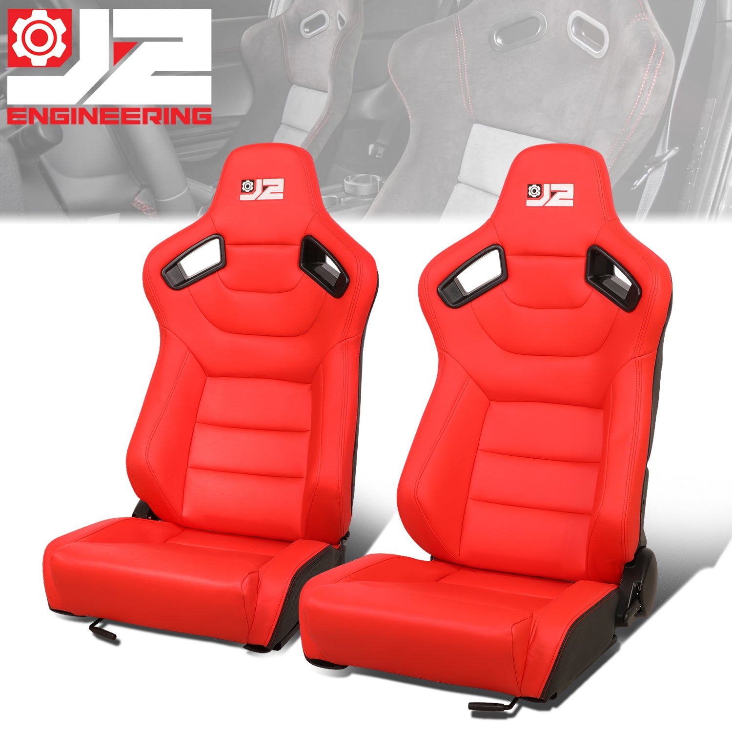 38 in. H X 21 in. W X 23 in. D Pair Reclinable Synthetic Leather Bucket Racing <br>Universal