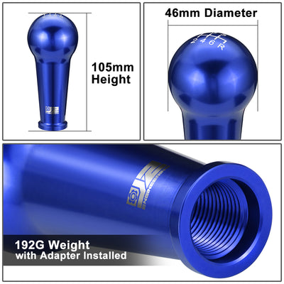 46mm X 105mm 6-Speed Ball Teardrop Style Shift Knob Universal